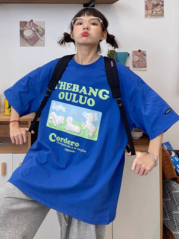 New year in early spring! [lab eeda] casual round neck cartoon loose retro short sleeve T-shirt 2788# ozq