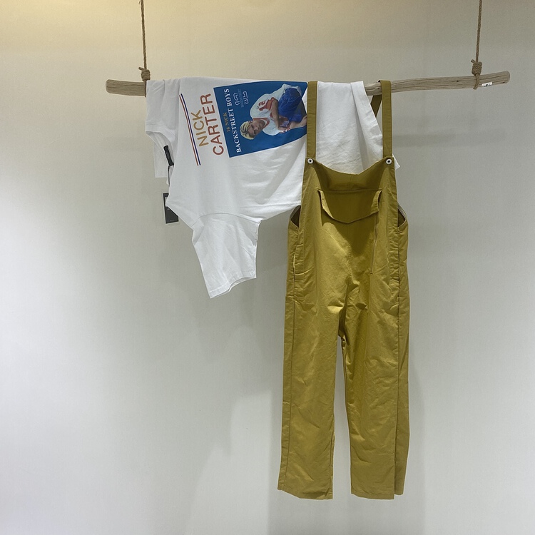 [Bugu village] Korean style straight tube slim and versatile suspender pants (only suspender pants) 3877-1# CSX