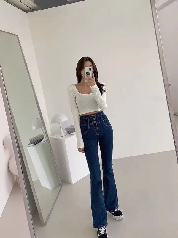 New year in early spring! [x2 Vance feather] high waist elastic skinny jeans 8165# WTT