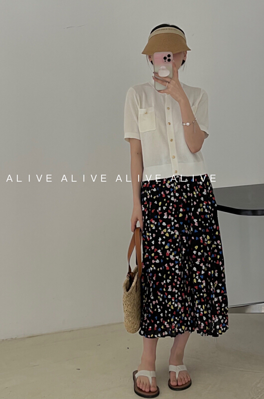 [alive] fashion printed medium length skirt 13880# lwy