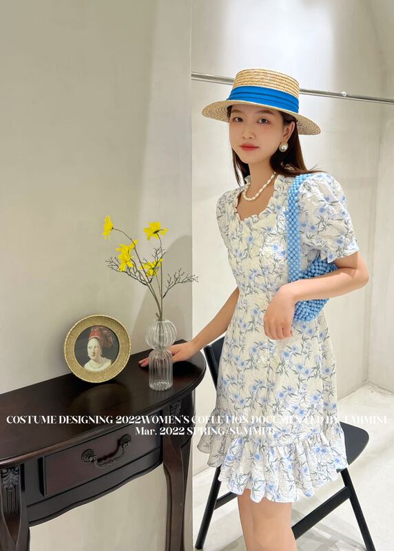 [tabmini] French floret fungus edge temperament dress x19312# WPL