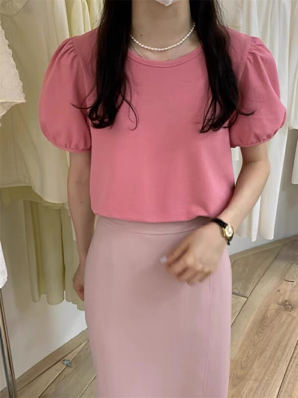 [Simida / doroe] simple solid color versatile short sleeve T-shirt 10885# zxl