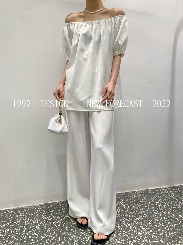 [1992] one shoulder bubble sleeve lady short sleeve T-shirt 3792# L
