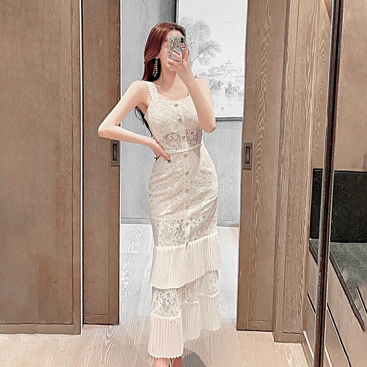 [pepper] goddess of temperament style waist tight and thin suspender cake dress 1284# Cl