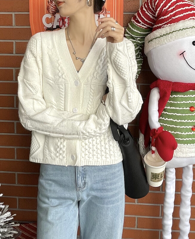 New year in early spring! [context sense] niche asymmetric fried dough twist knitted cardigan (including 10% wool) tts1166\cls