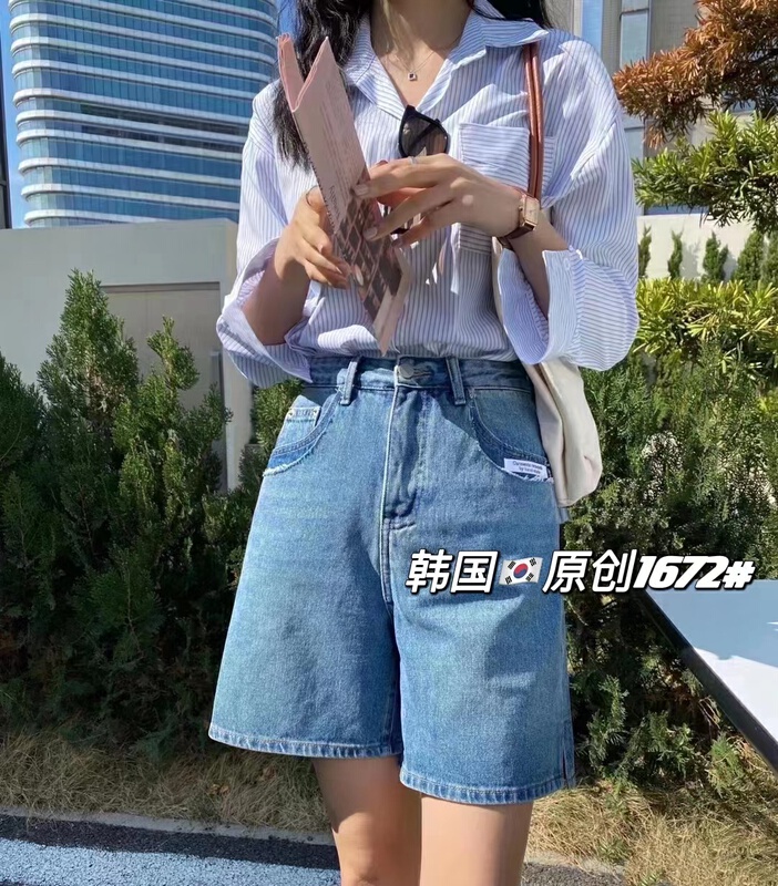 New in early summer! [original in Korea] trendy pocket featured denim shorts 1672# L