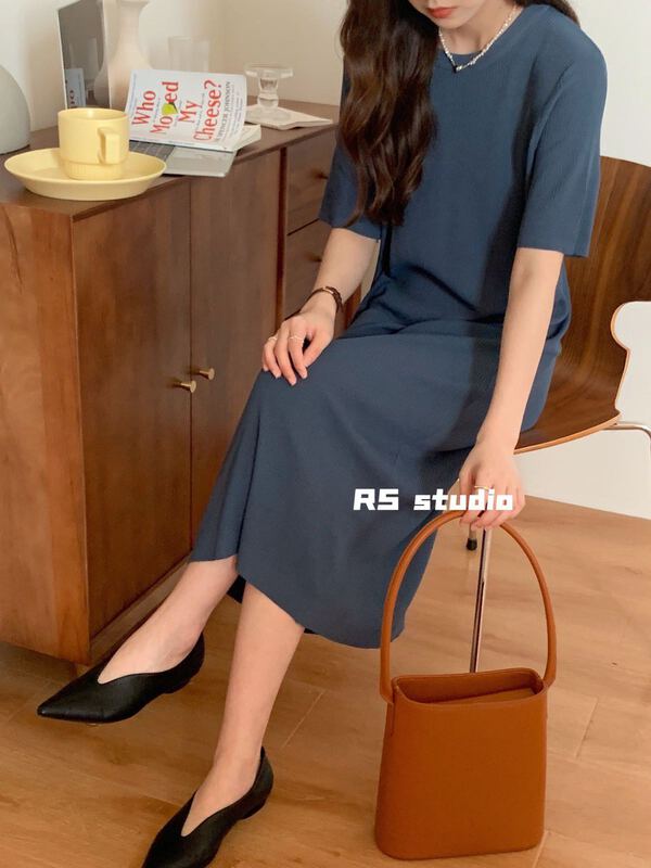 goods in stock! New in early summer! [RS] crew neck versatile clean knit dress m1083# XYY
