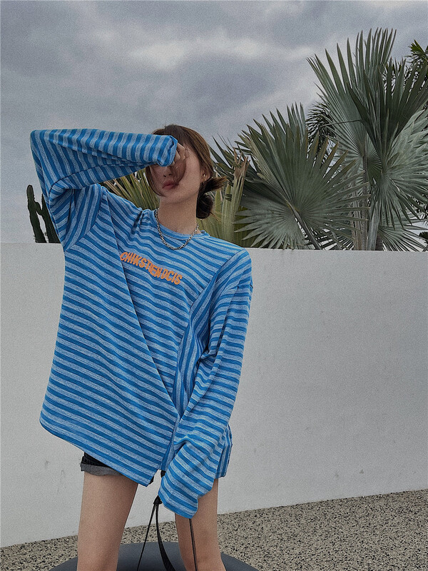 New year in early spring! [wut / N Cola] Korean striped letter printed shirt ys1-6609# LSL