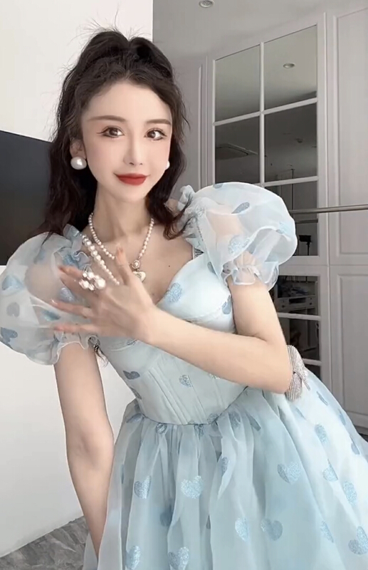 [JH] Xiaoxiang love Lantern Sleeve Dress 41552# PCZ