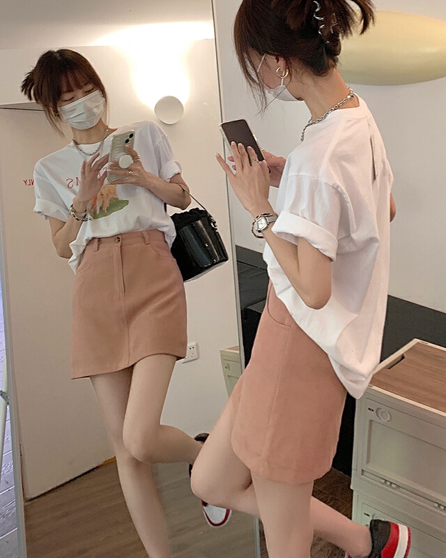 [four seasons] solid high waist A-shaped casual shorts 3055# LSL