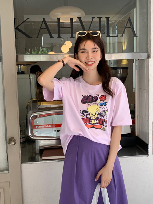 New in early summer! [I think] simple Japanese cartoon versatile short sleeve T-shirt 66267# CLS