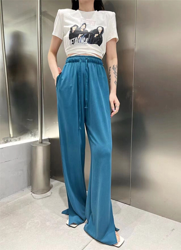 [Anan] drawstring slit straight casual pants 3038# XYJ