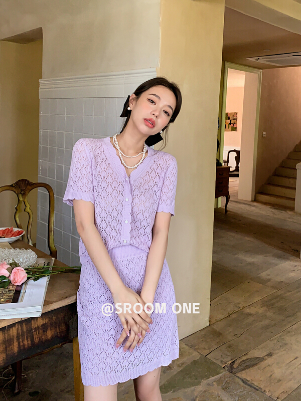 [s.room] simple and comfortable blouse + slim skirt set 7109# LSL