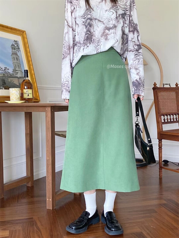 New in early summer! [moss queen] Korean slim solid color skirt 50023# XYY