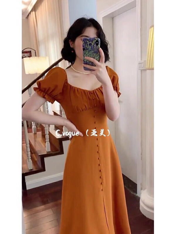 New in early summer! [c.vogue] French high-grade palace style square neck bubble sleeve dress (only dresses) 2906# PCZ