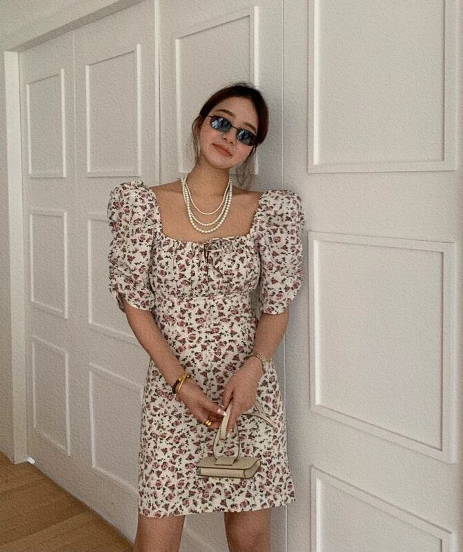 [XT studio] Korean small fresh broken flower Pleated Dress 8070# zxl