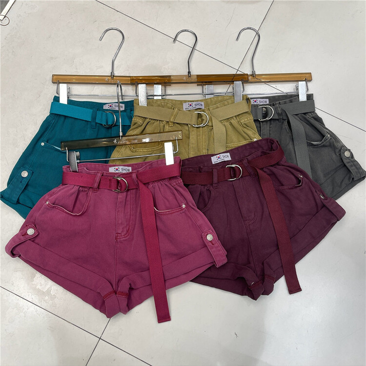 [show] net loose and versatile color casual shorts (with belt) 28096# ozq