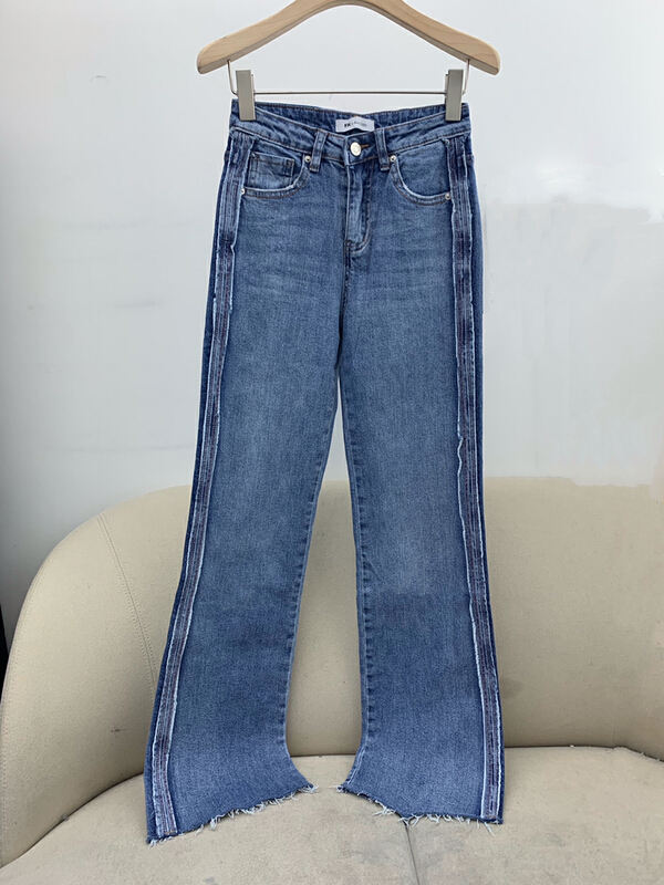 Original price 133.60! [1980] vertical stitching design comfortable straight jeans 80081# zyh