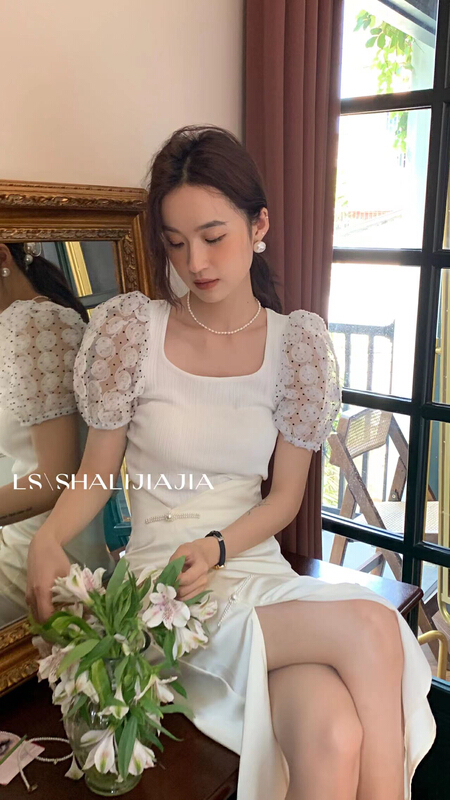 [LS] Korean slim three-dimensional flower blouse 6260# WPL