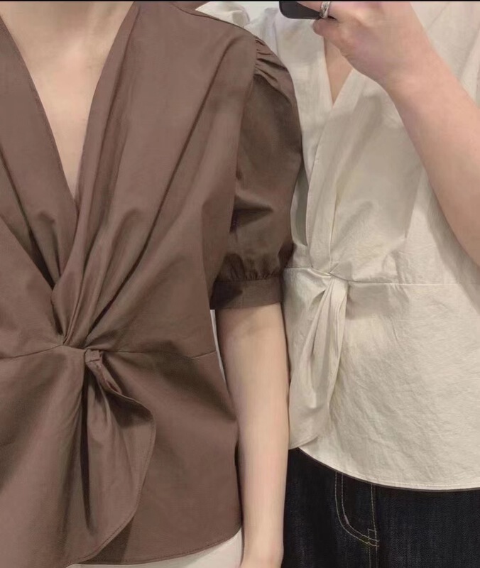 New in early summer! [zero-nine 009] simple temperament V-neck kink shirt 9289# HBx