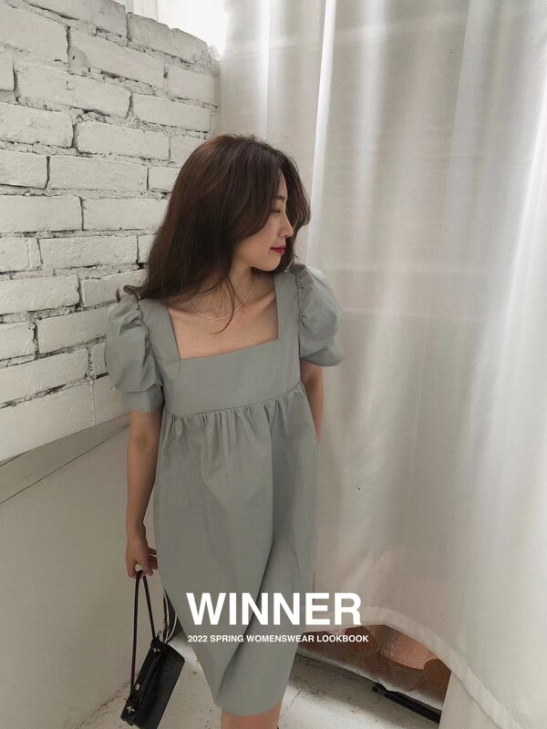 New in early summer! [winner] square neck simple and comfortable slim dress 9006# ll