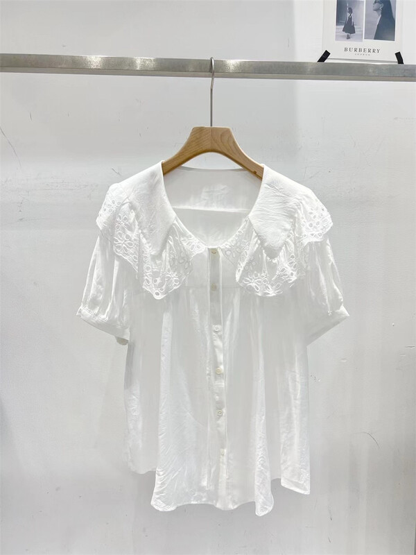 goods in stock! [td] Korean lace large lapel button shirt c005889# XJ