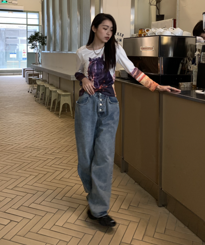 New year in early spring! [9hour] niche style slim and versatile loose jeans 90070# zxl