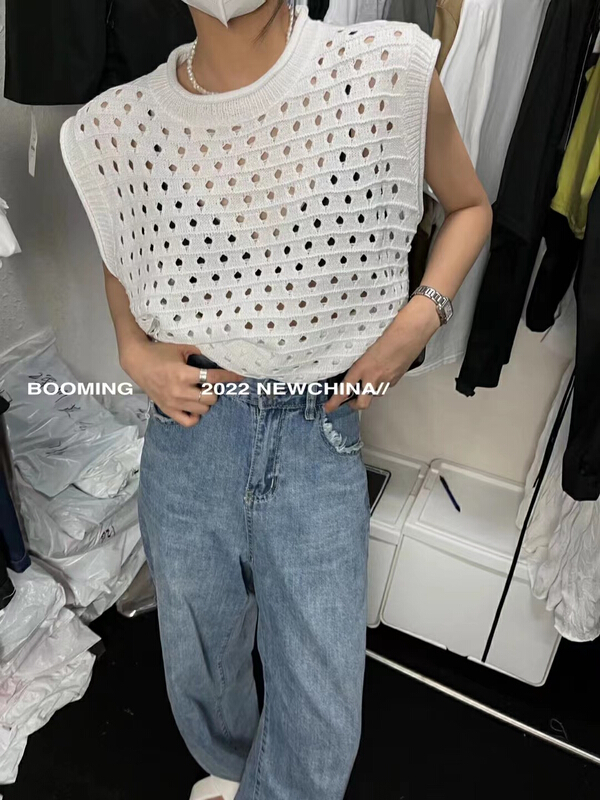 [booming] casual hollow out knitted vest / sling 2378# zxl