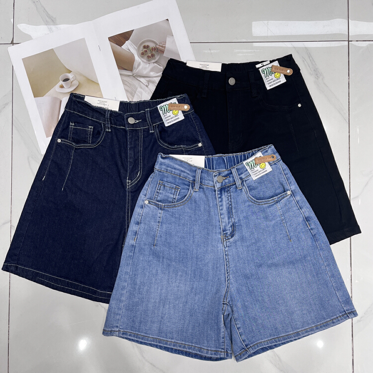 [en Xier] elastic waist elastic versatile fashion denim shorts eb1961# L