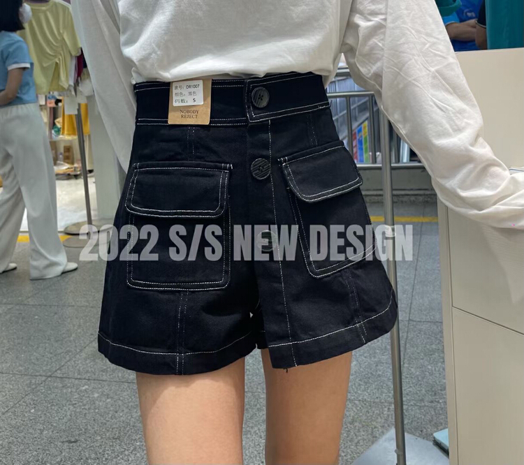 [hgyc fairy tale princess] high waist A-shaped thin loose denim shorts 1007# JJ