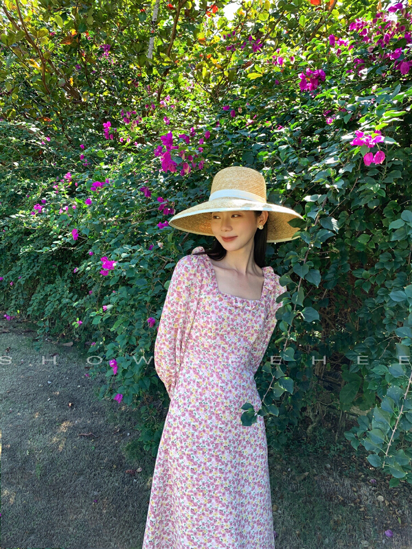 New year in early spring! [xiuxixi] square collar westernized backless floral dress 8060# zxx