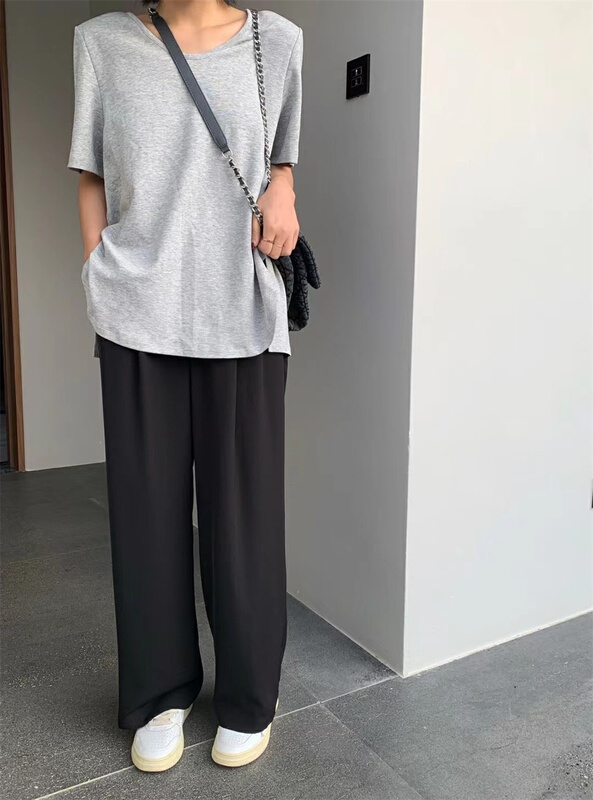 goods in stock! New in early summer! [Ersan] Korean irregular slit short sleeve T-shirt 1395# zxl