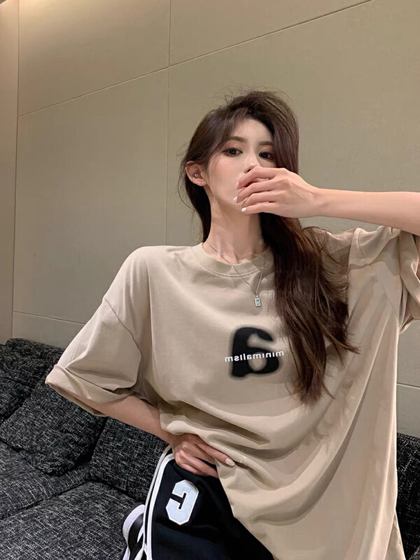 [TA +] Korean alphabet printed short sleeve T-shirt 8098# XYY