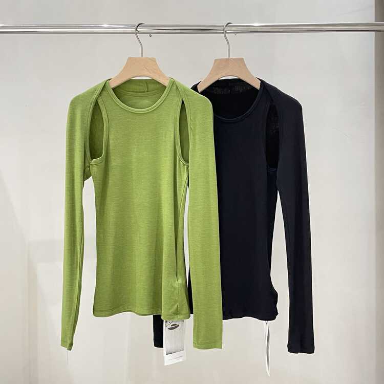 New year in early spring! [Bu class] New Korean version simple fake two piece long sleeve T-shirt 13558# zxl