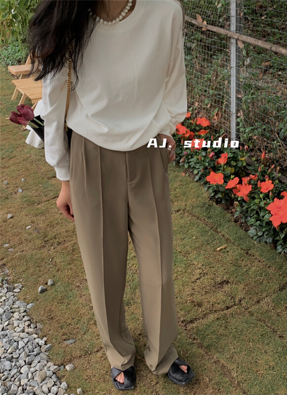 goods in stock! Early spring! [AJ. Studio] simple round neck versatile sweater 6915# ll
