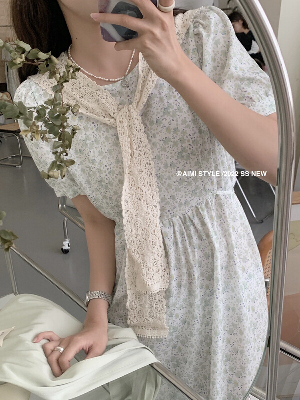 [aimi] small fresh floral dress (with shawl) 10869# HBx