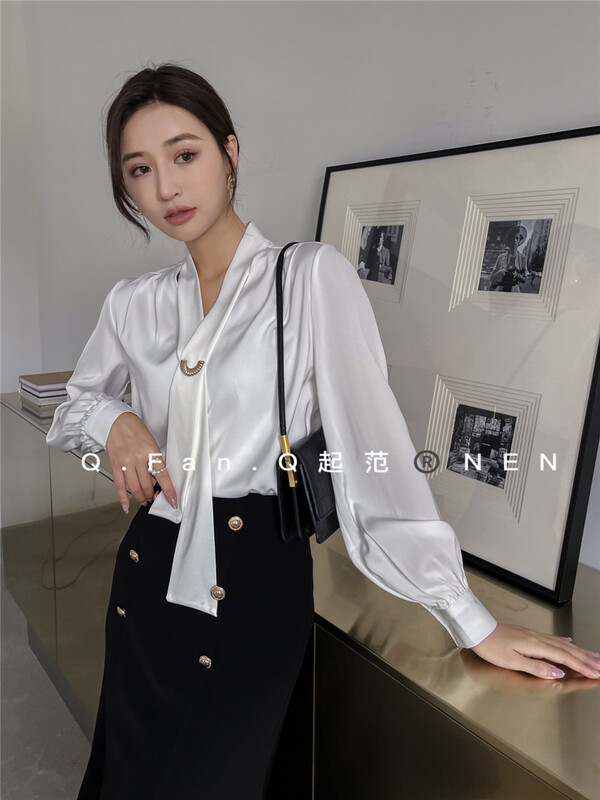 【起范】韓版氣質通勤襯衫(配可拆領扣)  6953#  XBL