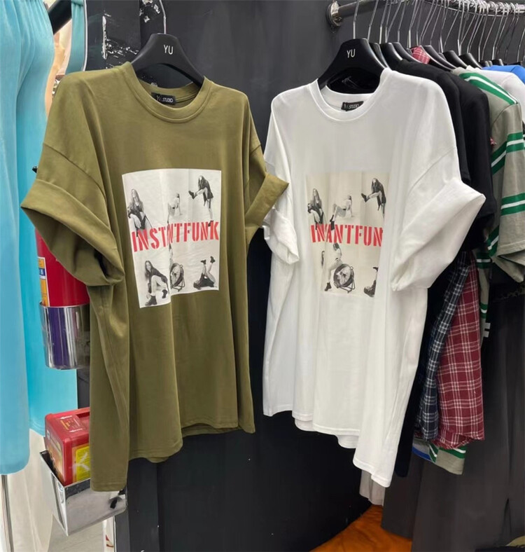 [Yu] American print loose Casual Short Sleeve T-shirt 96360# cqw