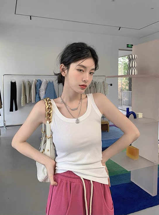 【SAVAGE】韓版簡約純色U領舒服背心/吊帶  E8162#  WPL