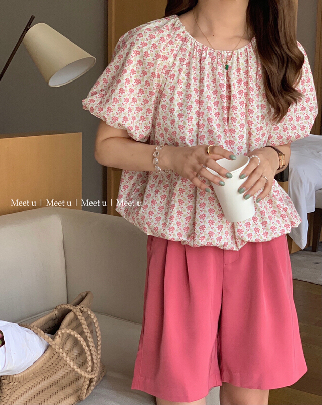 New in early summer! [meetu] Korean style small fresh broken flower shirt 22070# ZSY