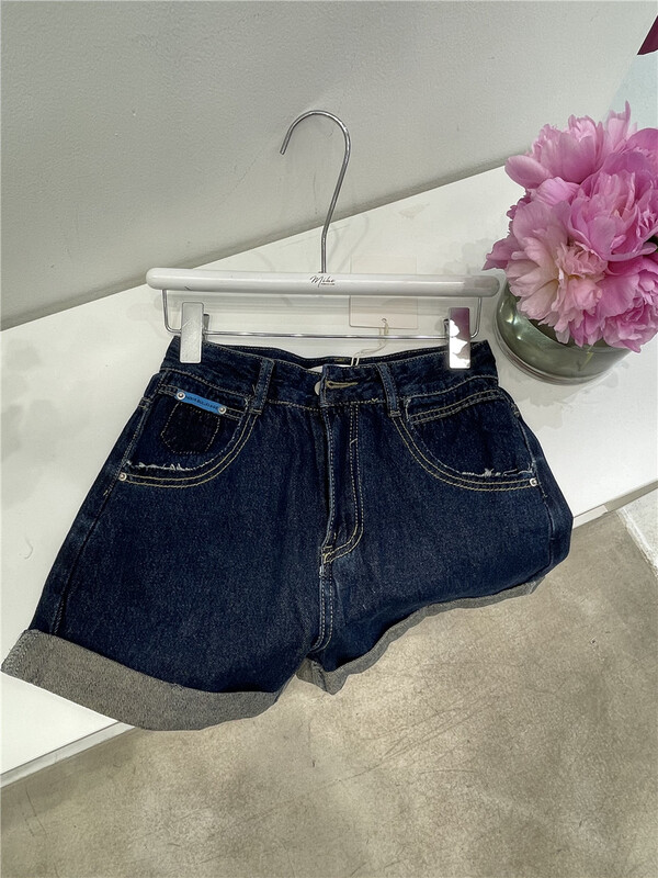 [Mihe] casual hem high waist denim shorts 2321# lwy