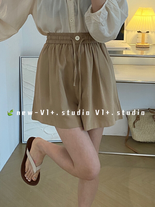 [VI +] Korean elastic waist drawstring casual shorts 2613# LSW