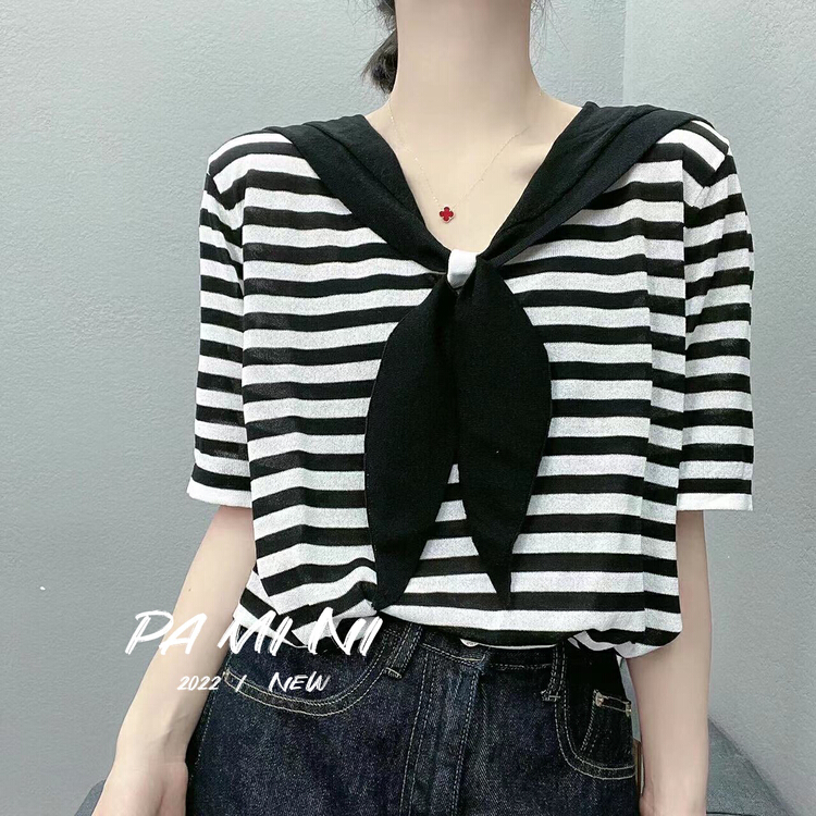 [pamini] striped loose fit T-shirt 22156# Cl