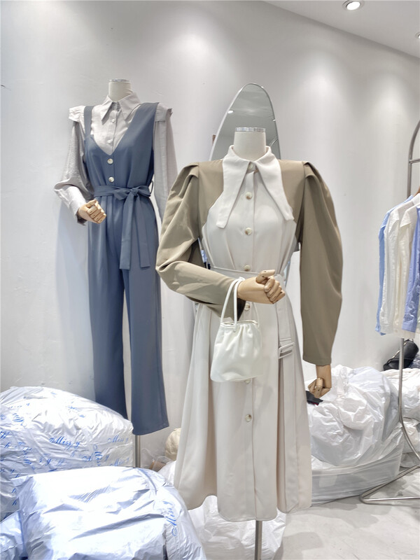 goods in stock! New year in early spring! [miss. Y] fashion color matching single breasted dress (with belt) (excluding matching) 3363# zxx