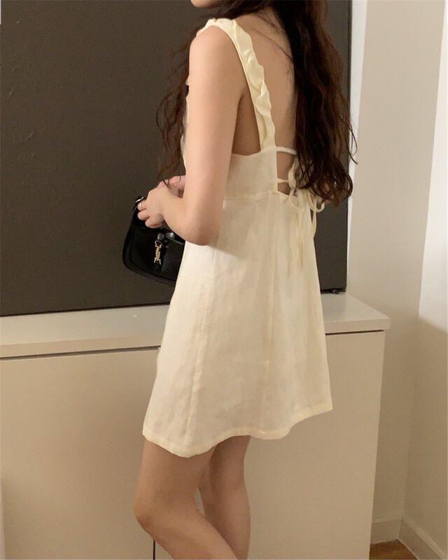 [bluepops] ear edge fashion suspender dress a2322# zxl