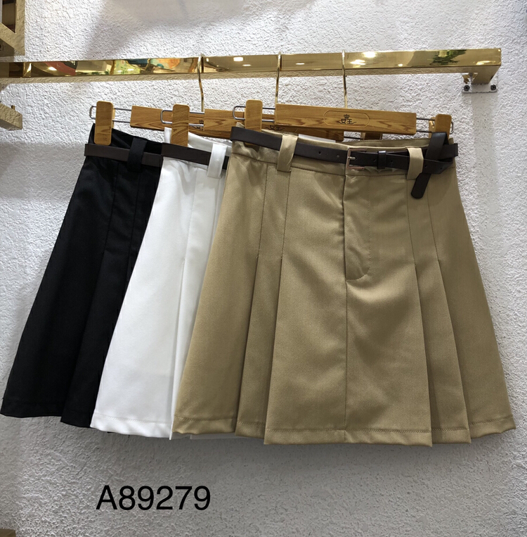 【女王QUEEN】韓版純色顯瘦半身裙(配腰帶)  A89279#  OZQ