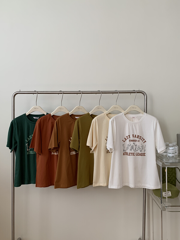New in early summer! [from Anna] Korean English alphabet simple short sleeve T-shirt t2035# LSW