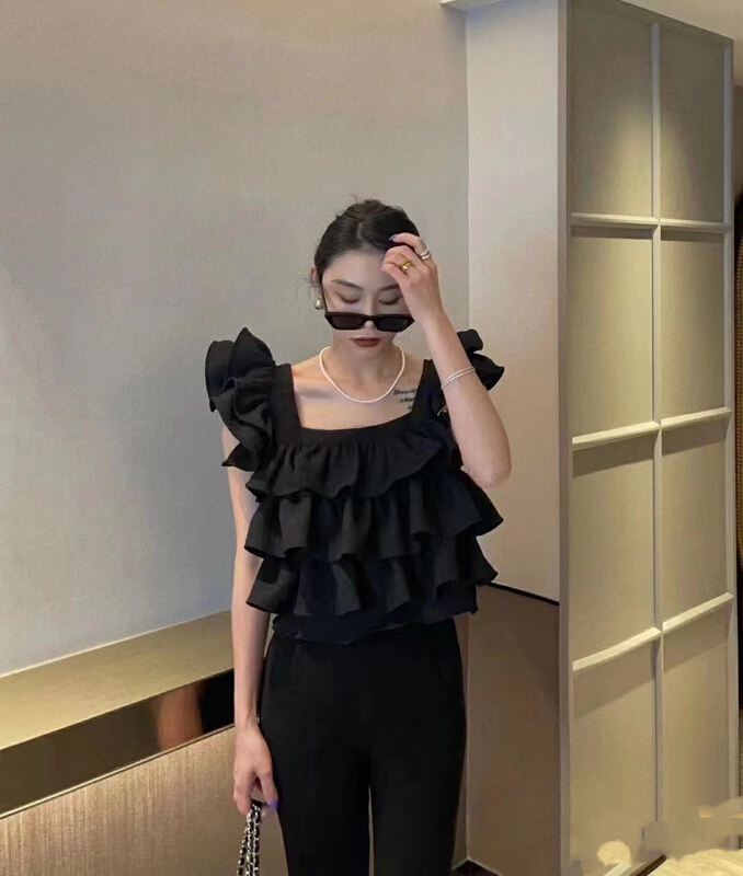 [RM. HH] Korean solid color Ruffle short shirt 2070# PCZ