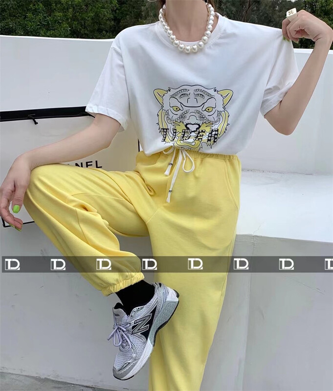 [tangdou original] Nail Drill heavy industry tiger head versatile short sleeve T-shirt 9272# WTT
