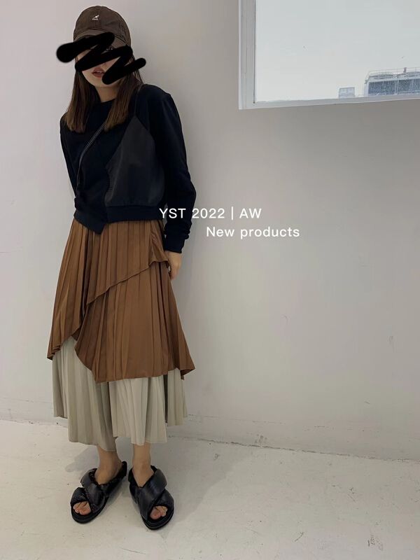 goods in stock! New year in early spring! [YST] design feeling pleated fashion skirt 8001-1# XJ